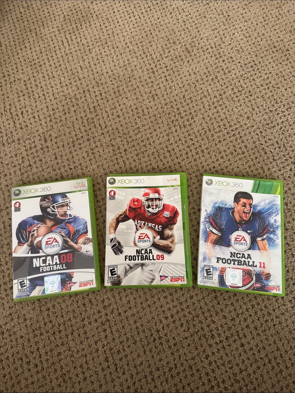 Microsoft Xbox 360 EA Sports NCAA Football Trilogy - Green Cases